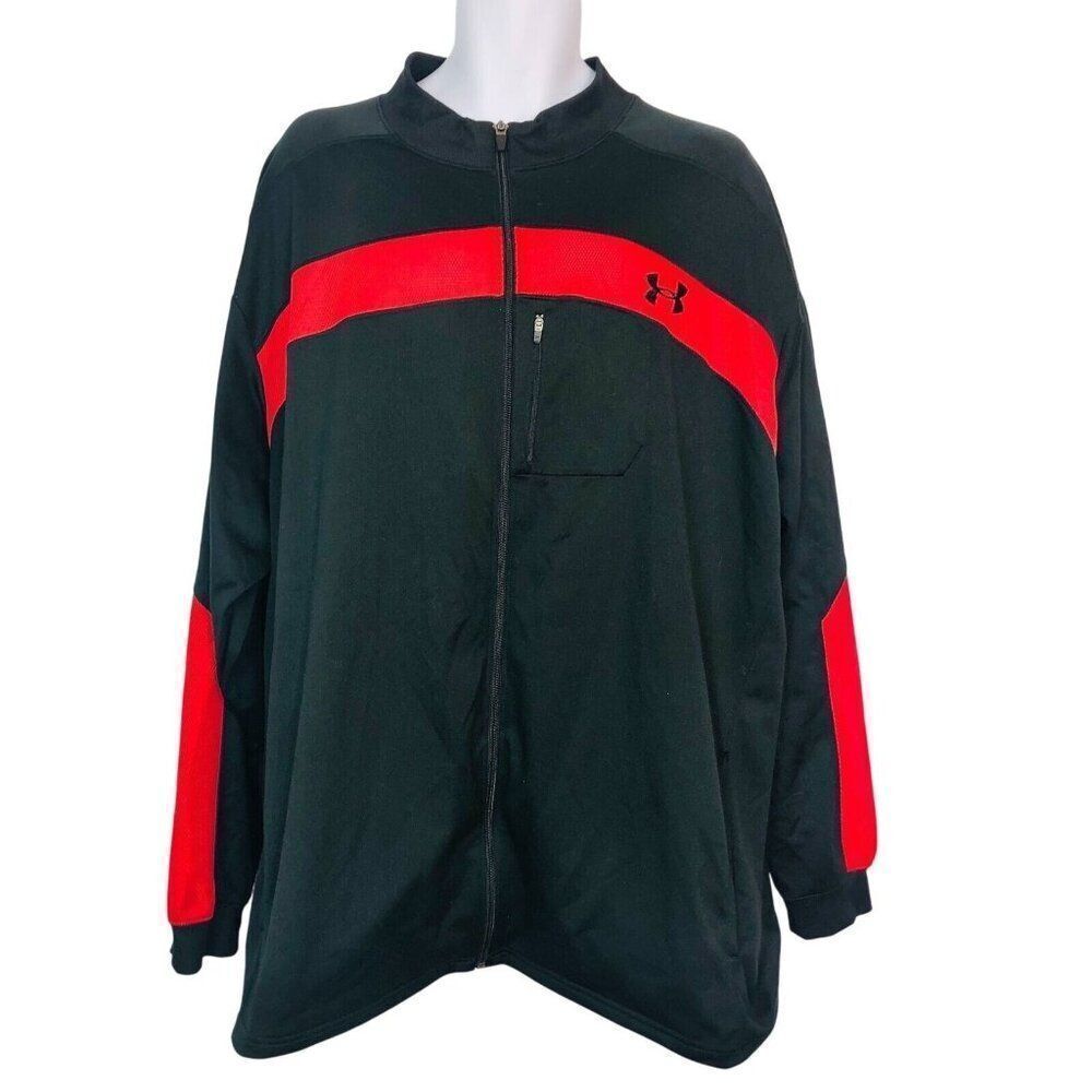 Under Armour Track Jacket Mens 3XL Red Black Athletic Dry Weave